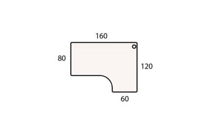 Conset - Højrevendt bordplade 160x80 (Laminat - Hvid)Hvid Laminat -