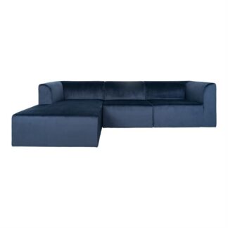 House Nordic - Alba - Venstrevendt sofa (mørkeblåt velour) -