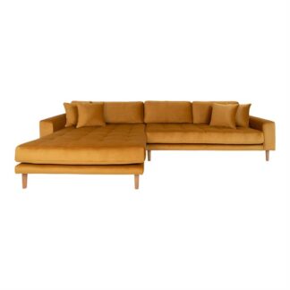 House Nordic - Lido - Venstrevendt sofa m. 4 puder (sennepsgult velour) -