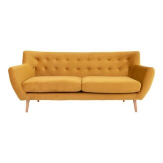 House Nordic - Monte - 3-personers sofa (sennepsgul/træ) -