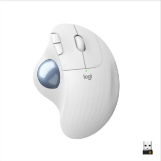 Logitech - M575 ERGO - Ergonomisk trackball (hvid/blå) -