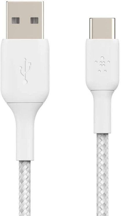 Belkin - BOOST CHARGE - 1m USB-A til USB-C flettet kabel (hvid) -