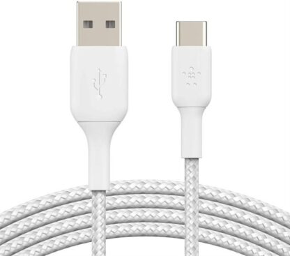 Belkin - 3m BOOST CHARGE USB-A til USB-C flettet kabel (hvid) -