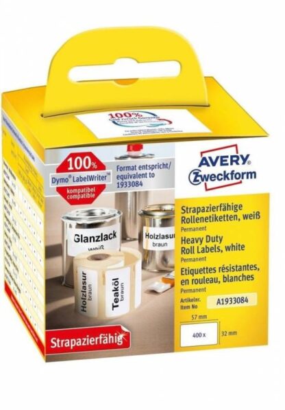 Etiket Avery Stærk T/printer 57X32Mm 400Stk/rul Polyester - Avery