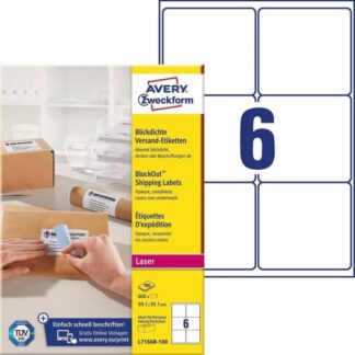 Etiket Avery M/blockout Hvid 99,1X93,1Mm 6Stk/ark 100Ark/pak - Avery