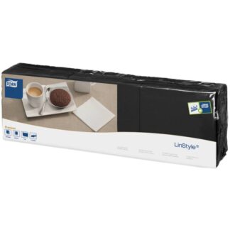 1400 stk. Kaffeserviet, Tork Linstyle, 1-Lags, 1/4 Fold, 23,8X23,8Cm, Sort, Papir *denne Vare Tages Ikke Retur* - Øvrige