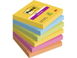 Post-It Super Sticky Notes, Carnival Farvekollektion, 76 Mm X 76 Mm, 90 Ark Pr. Blok, 6 Blokke Pr. Ass. 1X1X1Mm (1) - Øvrige