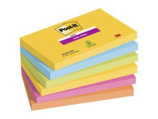 Post-It Super Sticky Notes, Carnival Farvekollektion, 76 Mm X 127 Mm, 90 Ark Pr. Blok, 6 Blokke Pr. Ass. 1X1X1Mm (1) - Øvrige